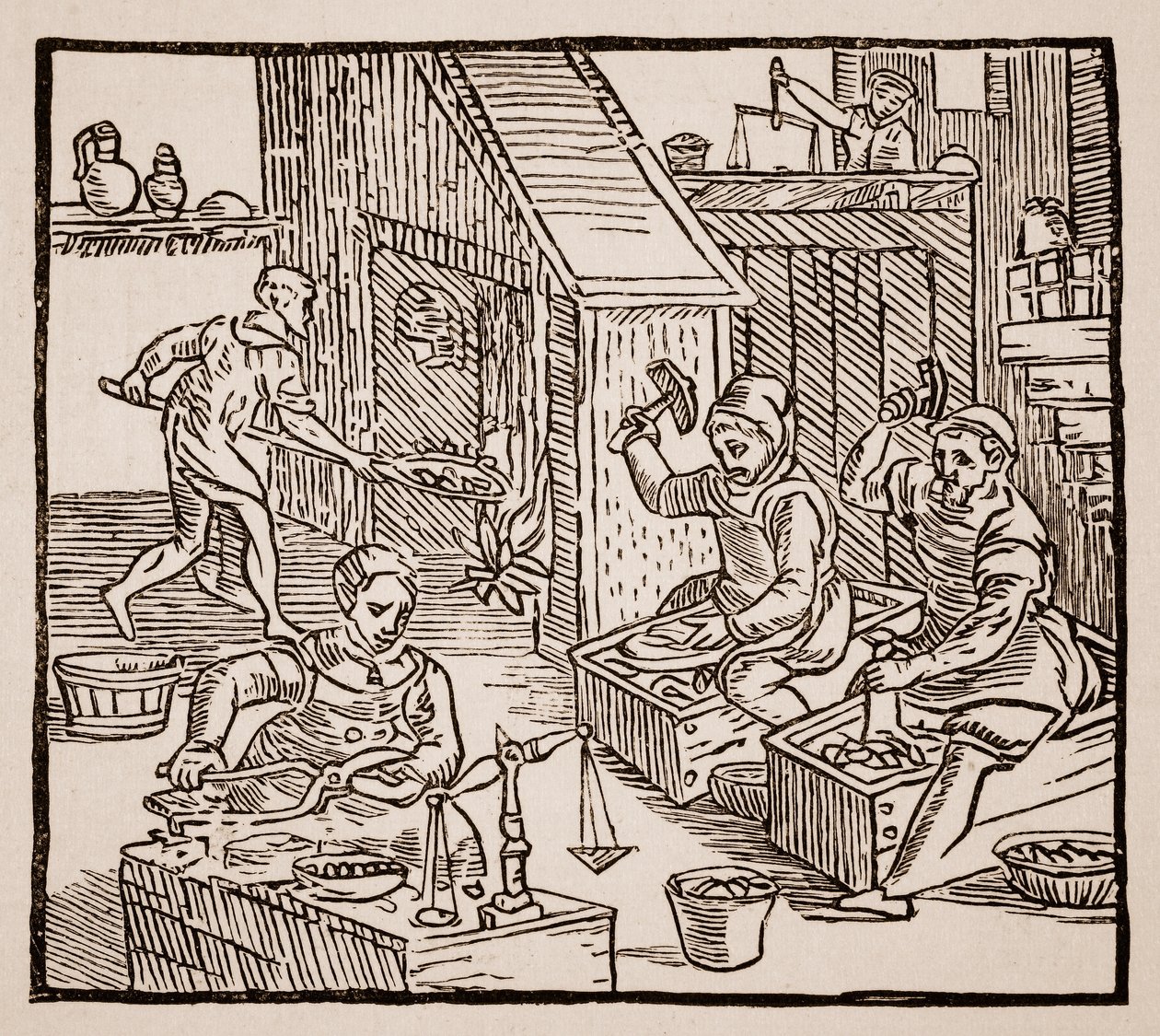 Coiners at Work, 1577 (szépia fotó) alkotó: English School