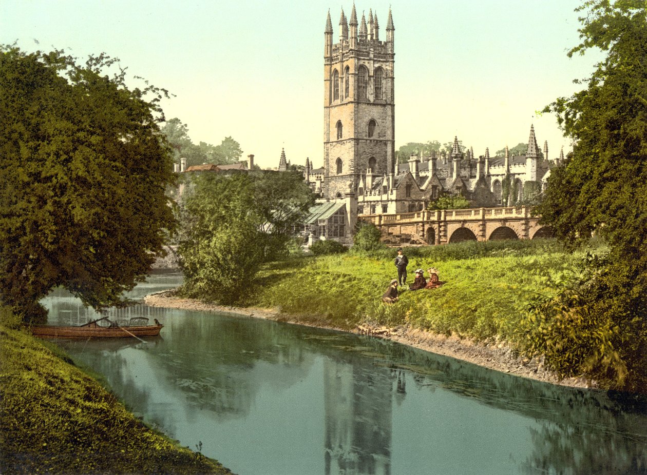 Magdalen Tower, Oxford (kézzel színezett fotó) alkotó: English School