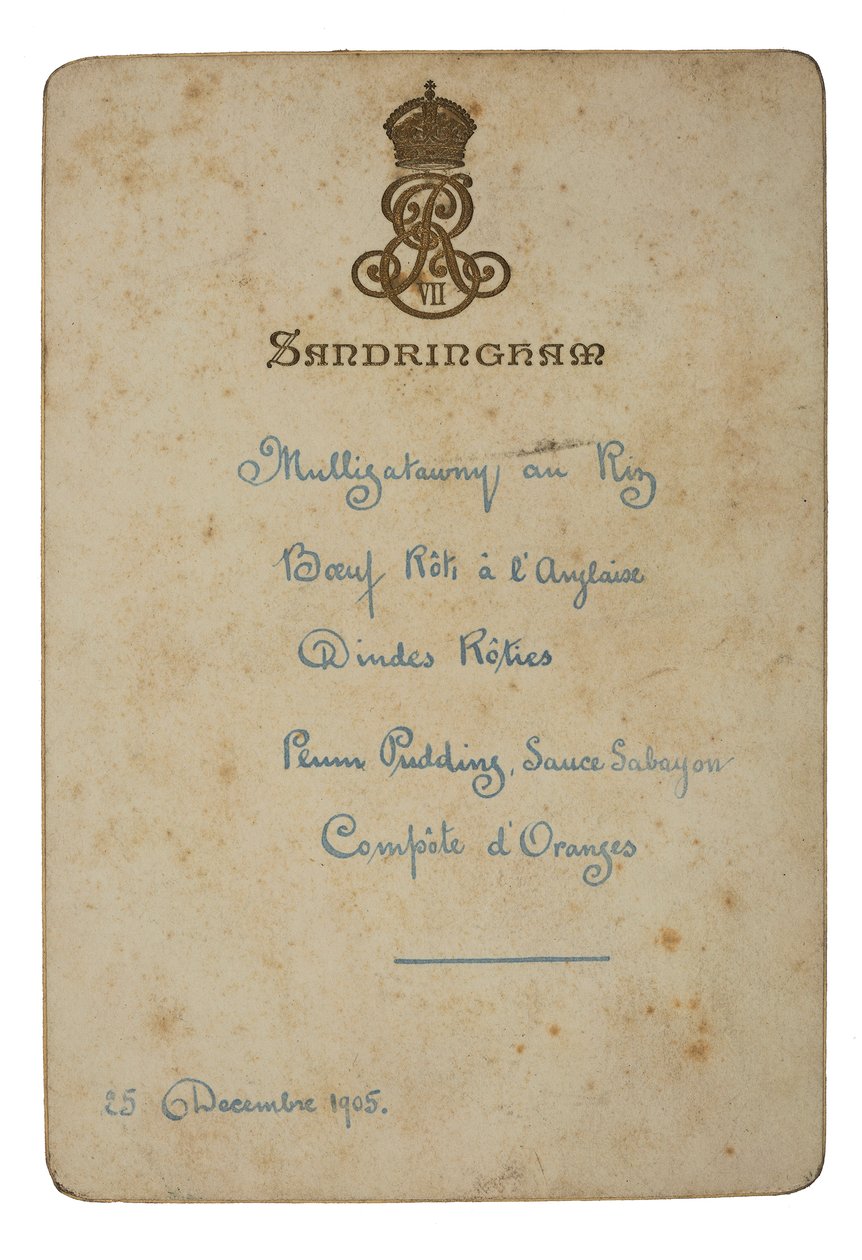 Menü karácsony napjára Sandringhamben alkotó: English School