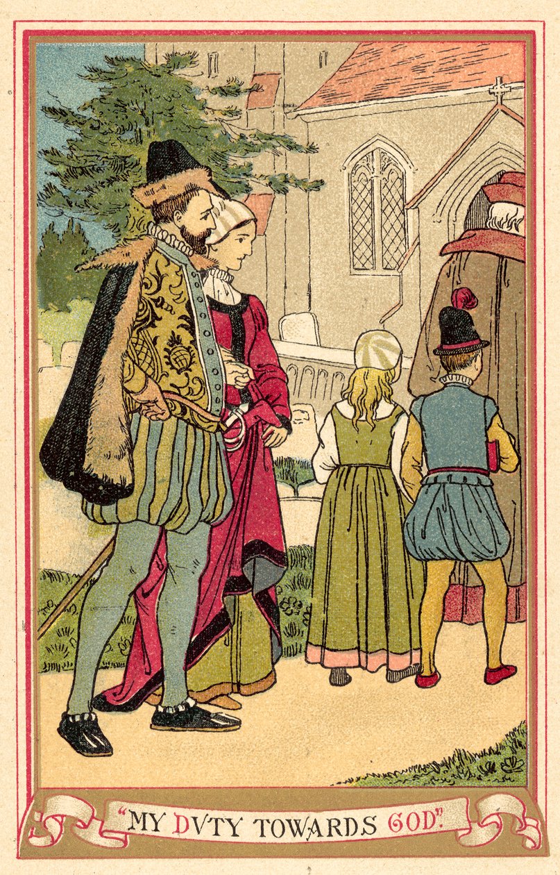 Kötelességem Isten iránt (színes litográfia) alkotó: English School