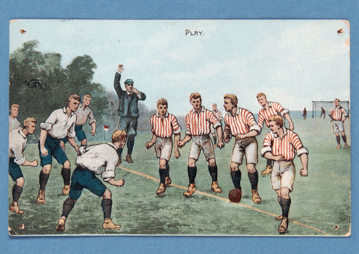 Játék, futballmérkőzést ábrázoló képeslap; alkotó: English School