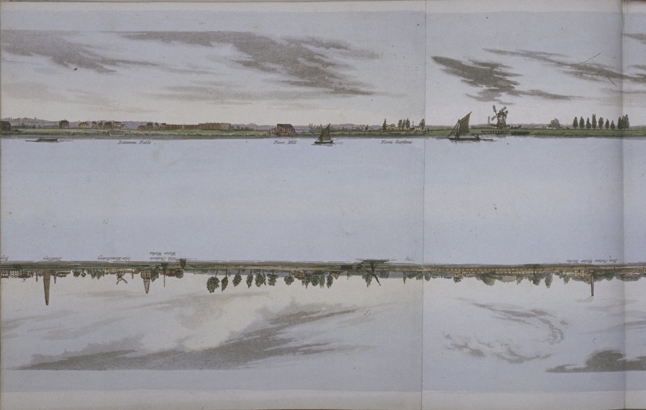 Panoráma a Temze folyóra, 1829 körül (akvatinta) alkotó: English School