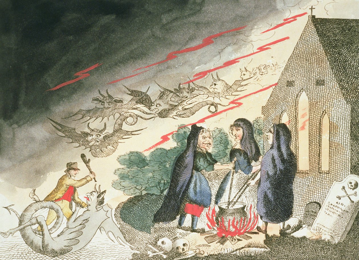 Három boszorkány a temetőben, 1790-es évek alkotó: English School
