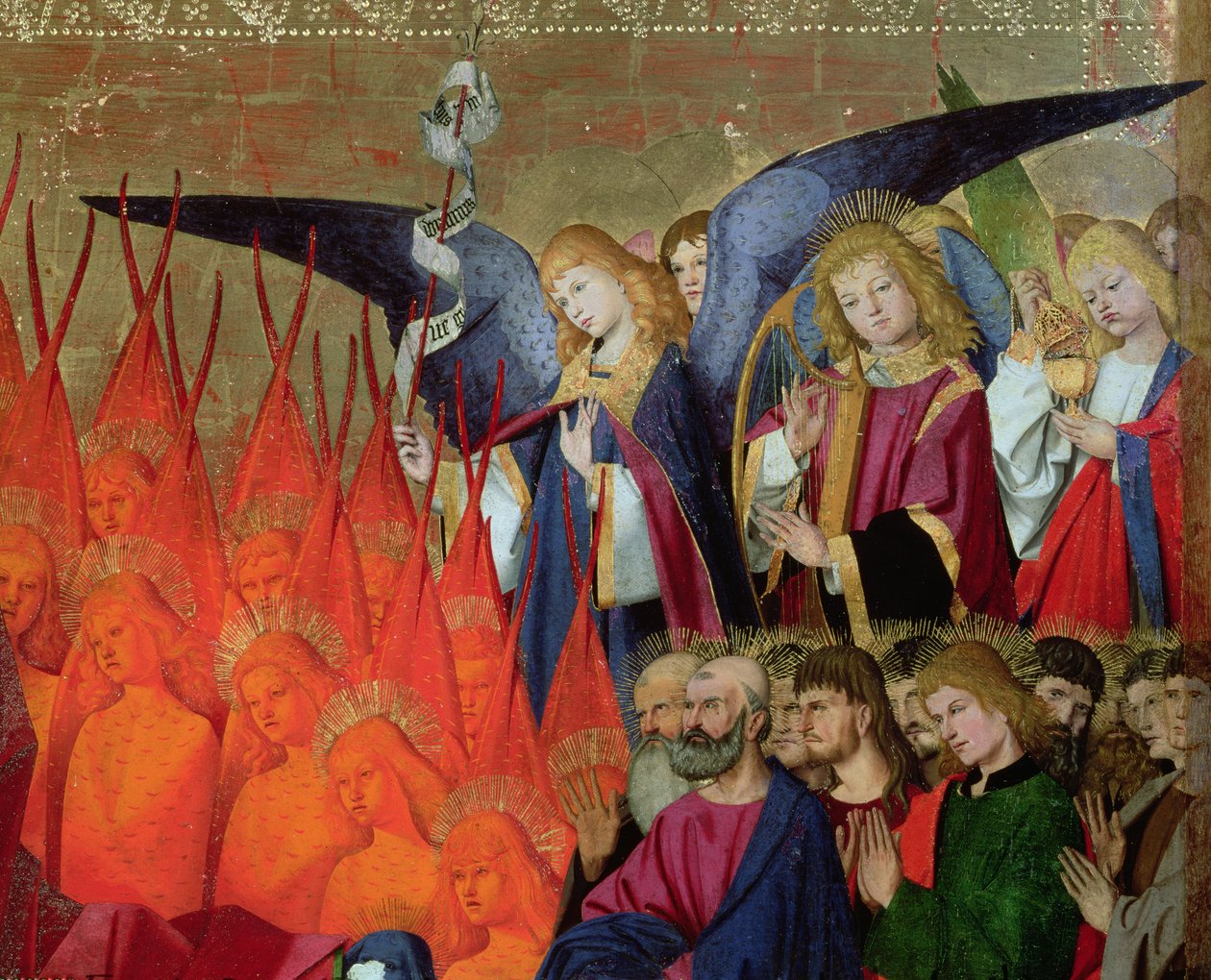 Angyal, a "Szűz Mária megkoronázása" című, 1454-ben készült képből (az 57626-os kép részlete) alkotó: Enguerrand Quarton