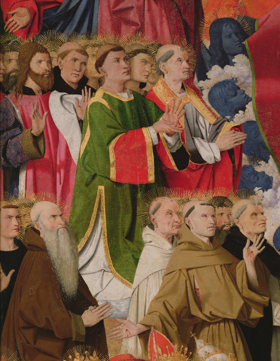 Választott tisztségviselők és papság, a Szűz Mária megkoronázásának részlete, 1453-54 alkotó: Enguerrand Quarton