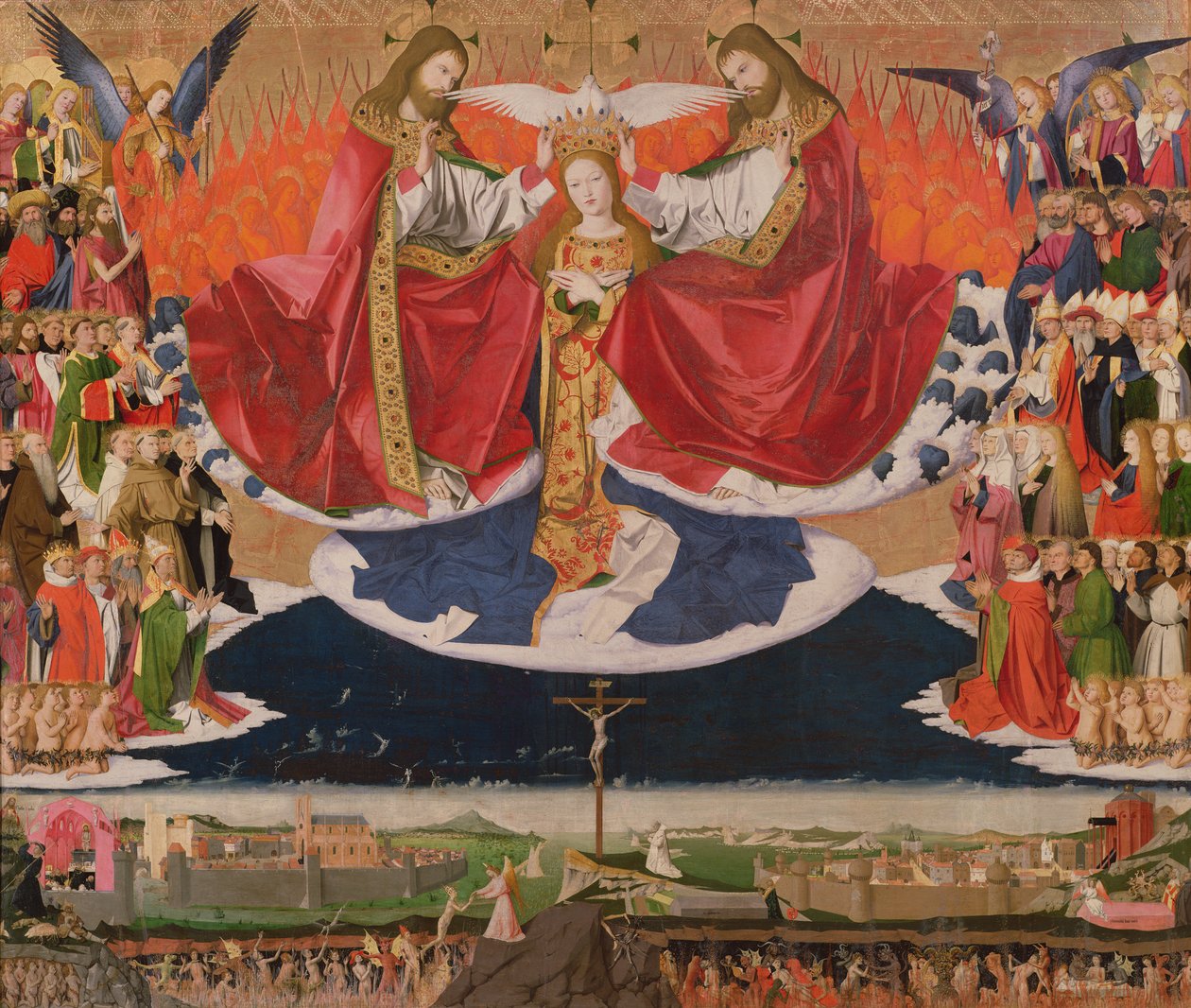 A Szűz koronázása, 1454-ben alkotó: Enguerrand Quarton