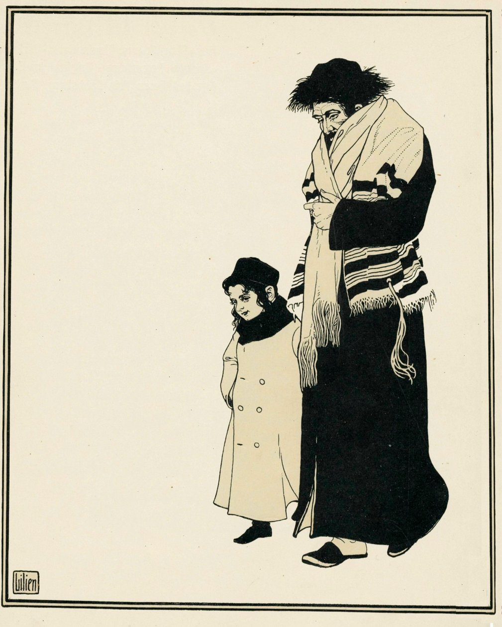 Ortodox zsidó gyermekével alkotó: Ephraim Moses Lilien