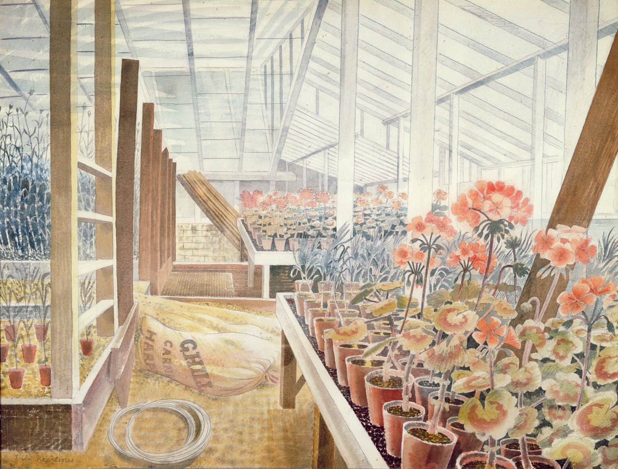 Muskátlik és szegfű alkotó: Eric Ravilious