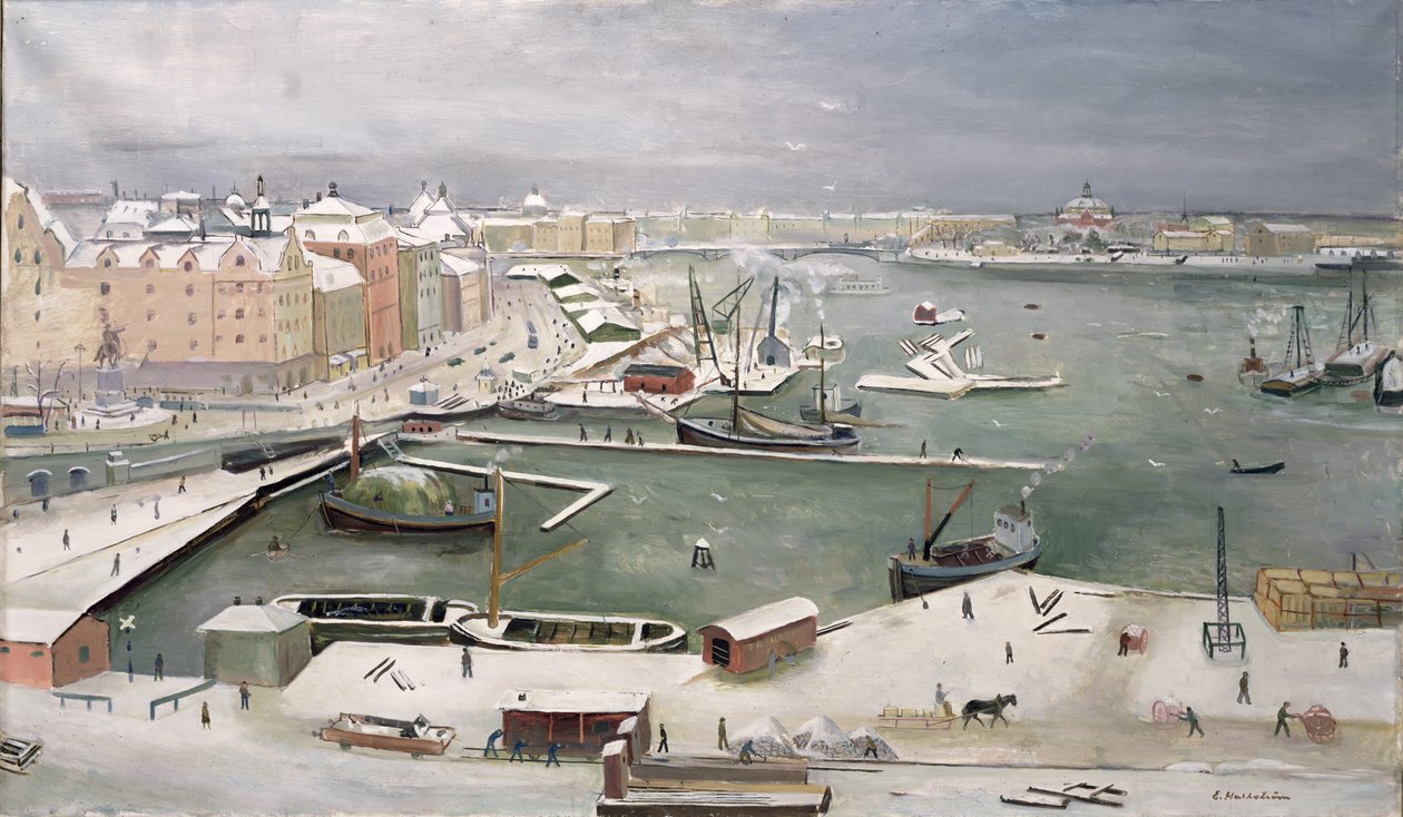 Stockholm hóban (olaj, vászon) alkotó: Eric Hallström