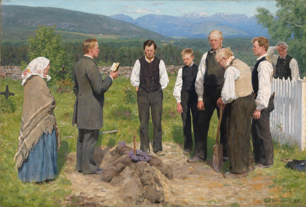 Paraszttemetés alkotó: Erik Theodor Werenskiold