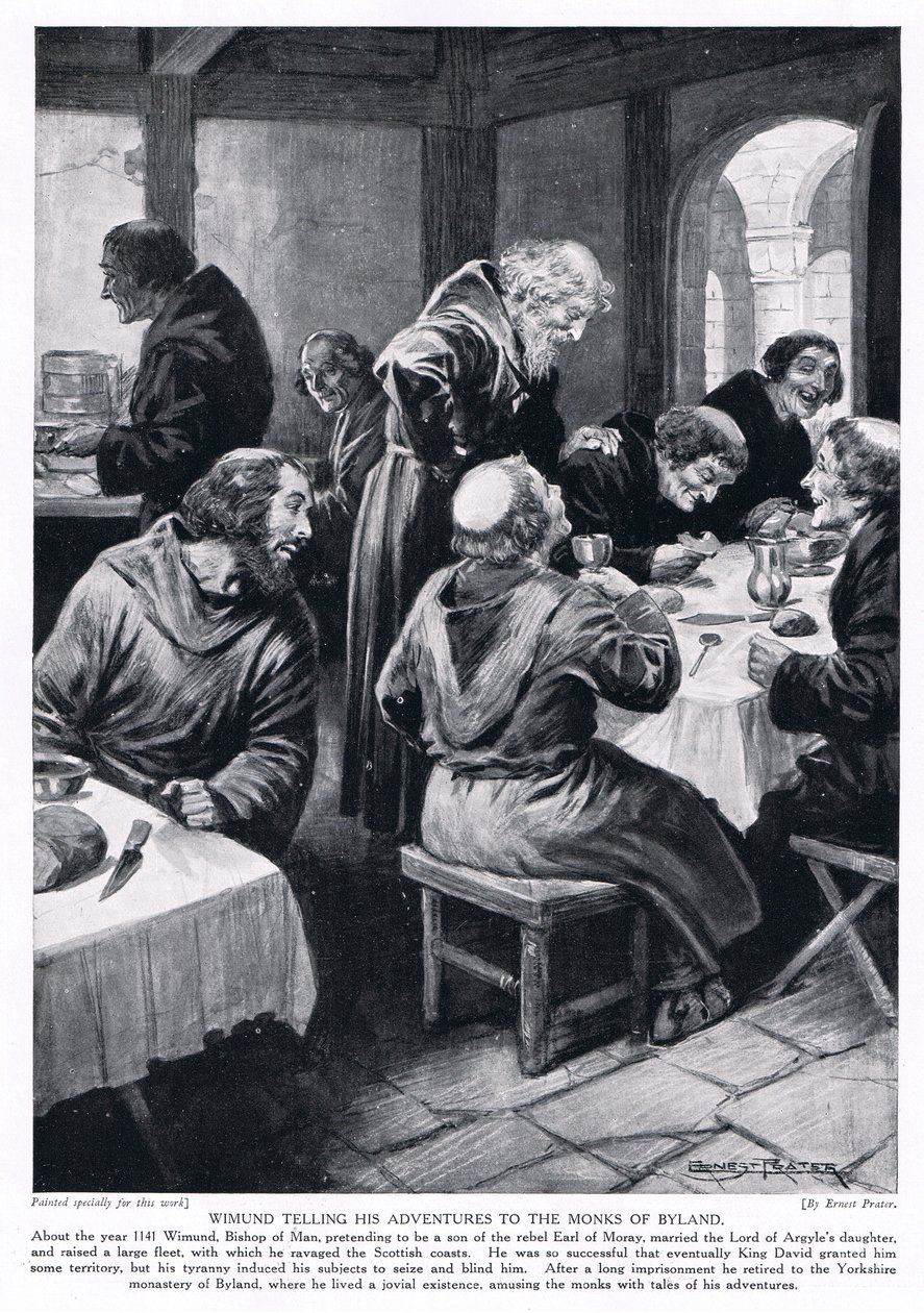 Wimund mesél kalandjairól Byland szerzeteseinek, AD1141, 1920-as évek alkotó: Ernest Prater