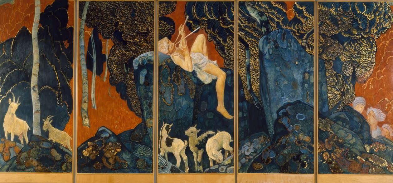 Pásztor furulyázik alkotó: Ernest Bieler