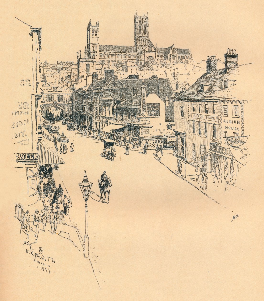"High Street, Lincoln", 1899 alkotó: Ernest Clifford Peixotto