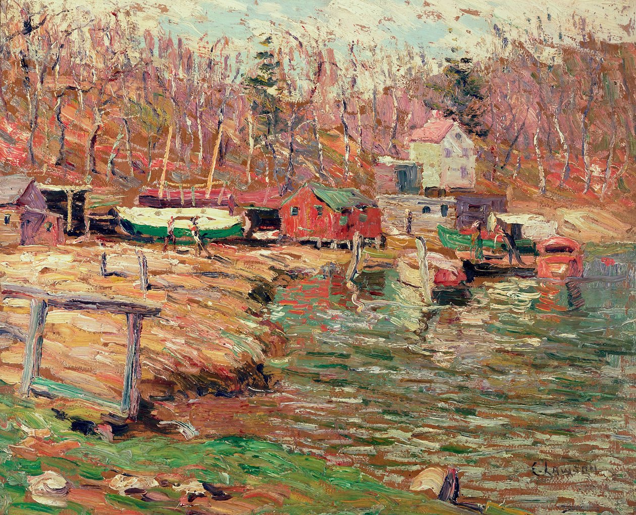 Harlem River Scene (olaj, masonit) alkotó: Ernest Lawson