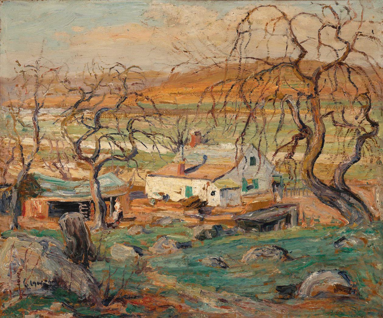 Táj göcsörtös fákkal alkotó: Ernest Lawson