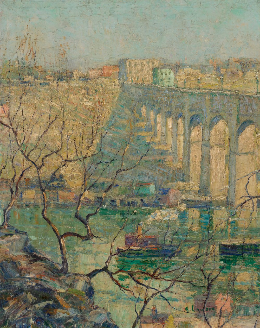 Kilátás a hídra alkotó: Ernest Lawson