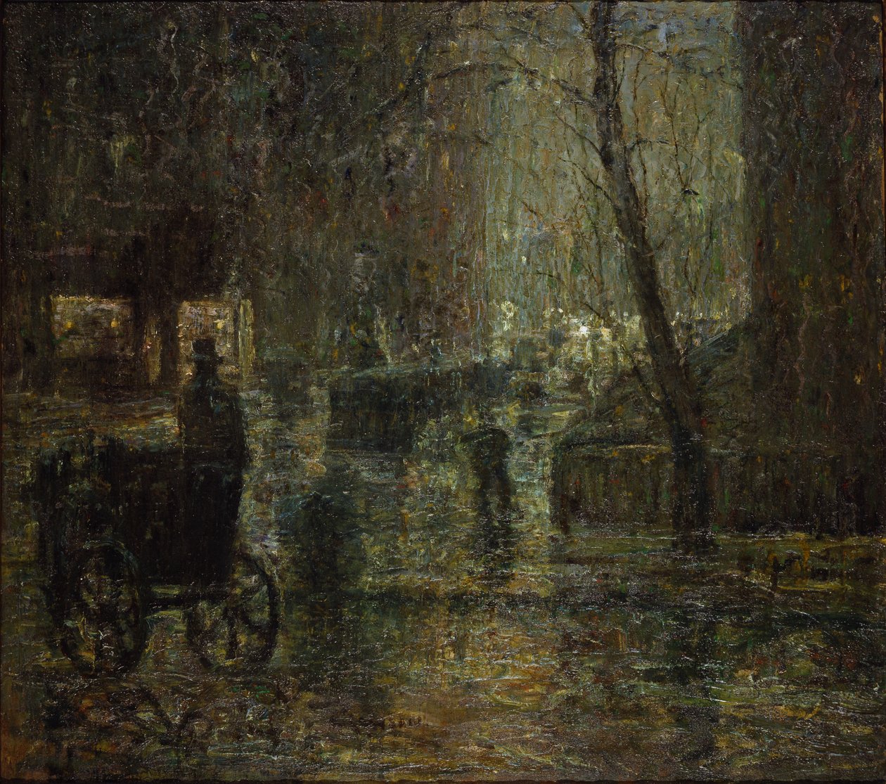 Wet Night, Gramercy Park (eső után, Nocturne) alkotó: Ernest Lawson