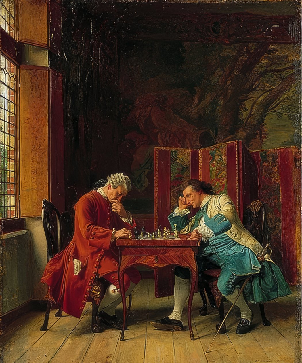 A sakkozók. 1856 alkotó: Jean Louis Ernest Meissonier