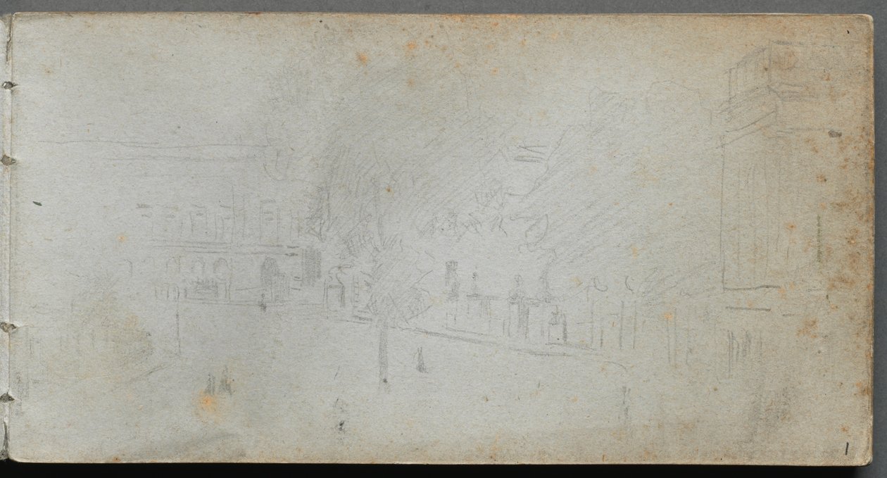 Vázlatfüzet, 01. oldal: Utcai jelenet, 1905-10. alkotó: Jean Louis Ernest Meissonier