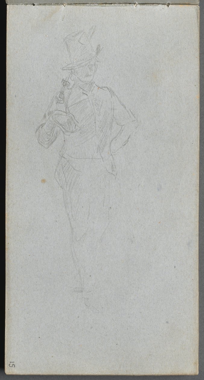 Vázlatfüzet, 15. oldal: Tanulmány egy katonáról. alkotó: Jean Louis Ernest Meissonier