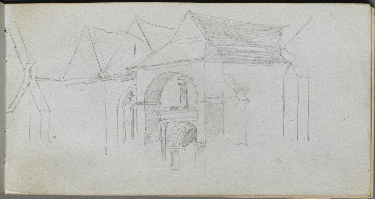Vázlatfüzet, 22. oldal: Építészeti tanulmány. alkotó: Jean Louis Ernest Meissonier