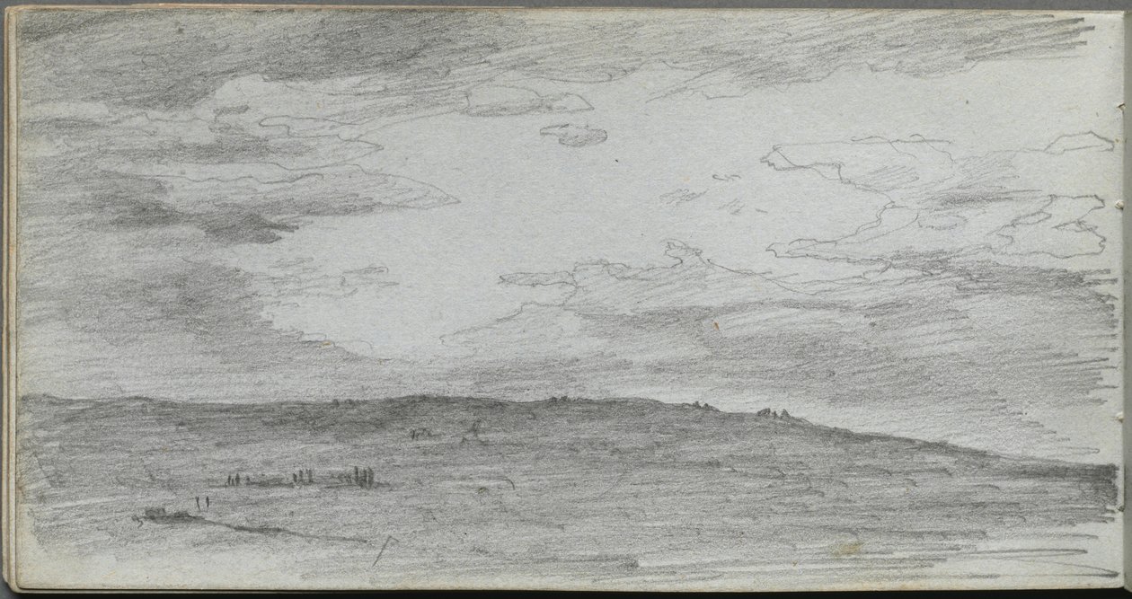 Vázlatfüzet, 34. oldal: Tájtanulmány. alkotó: Jean Louis Ernest Meissonier