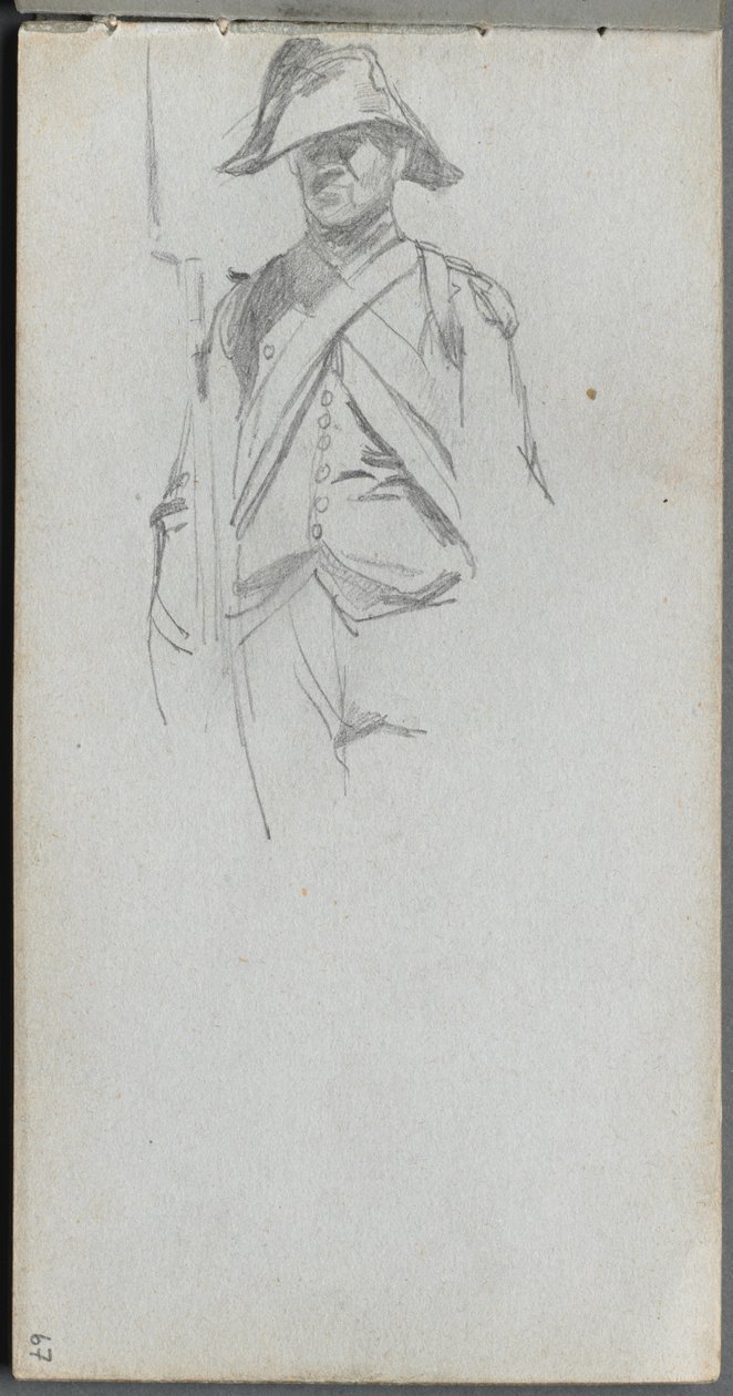 Vázlatfüzet, 67. oldal: Tanulmány egy katonáról. alkotó: Jean Louis Ernest Meissonier