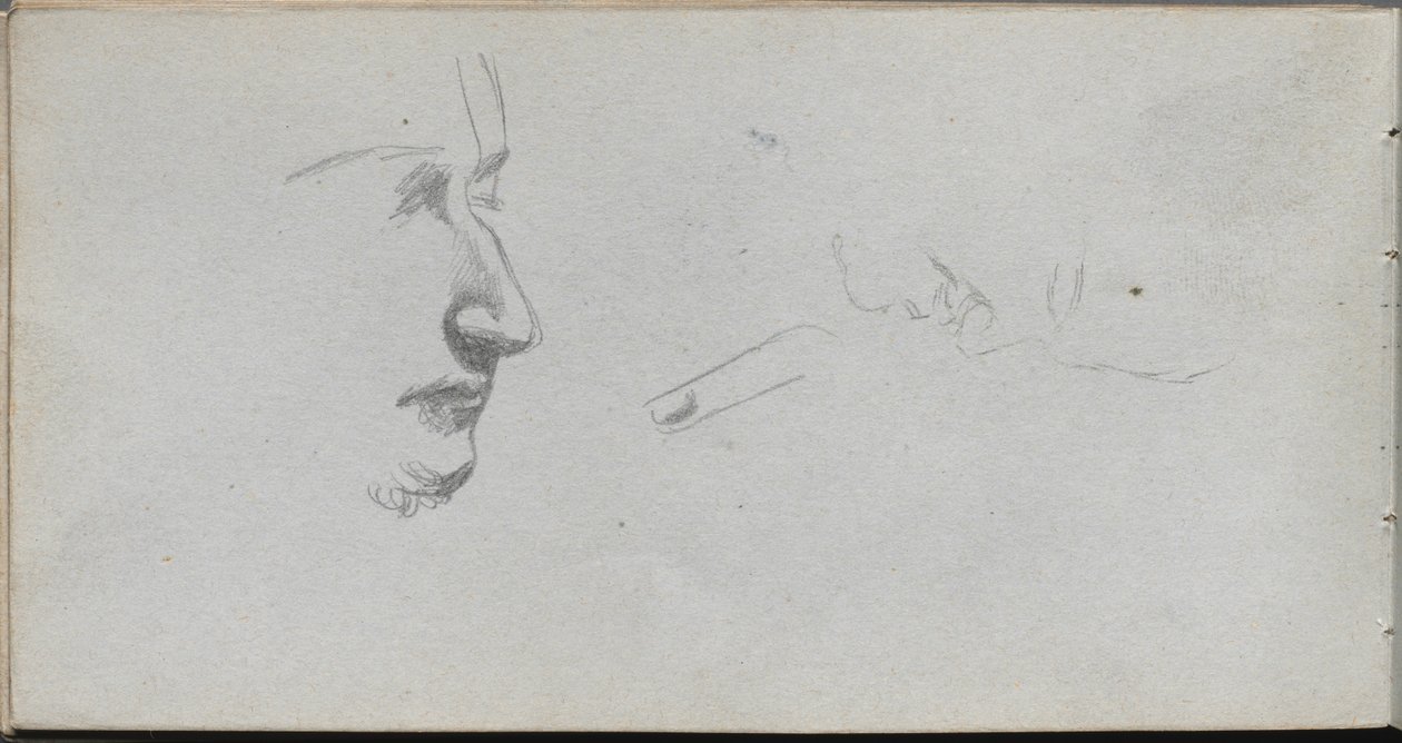 Vázlatfüzet, 80. oldal: Arcok tanulmányozása. alkotó: Jean Louis Ernest Meissonier