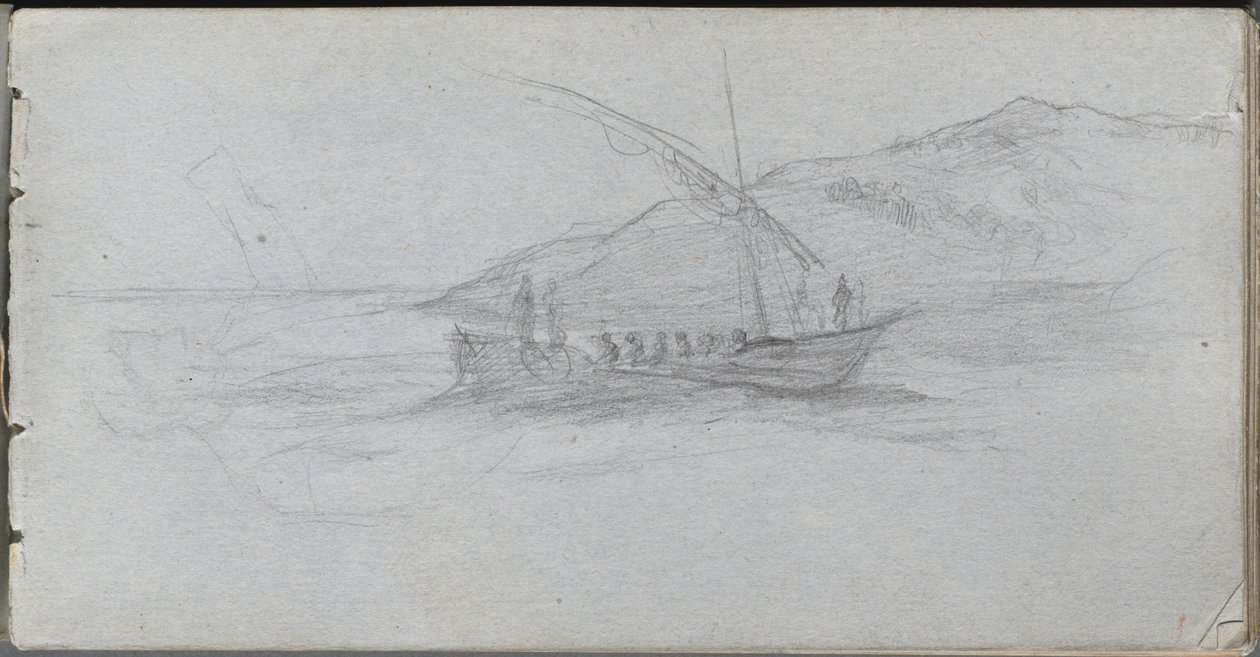 Vázlatfüzet, 88. oldal: Tengeri tájkép és ábra. alkotó: Jean Louis Ernest Meissonier