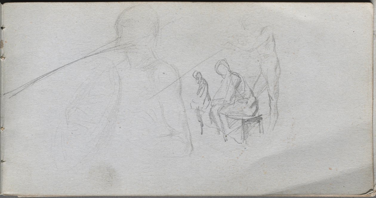 Vázlatfüzet, 98. oldal: Ábrák tanulmányozása. alkotó: Jean Louis Ernest Meissonier