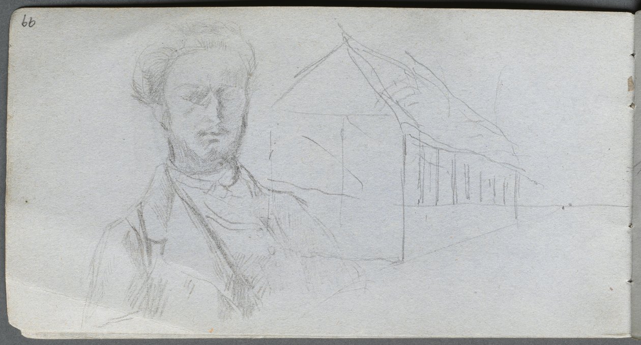 Vázlatfüzet, 99. oldal: Study of Figure, Building alkotó: Ernest Meissonier