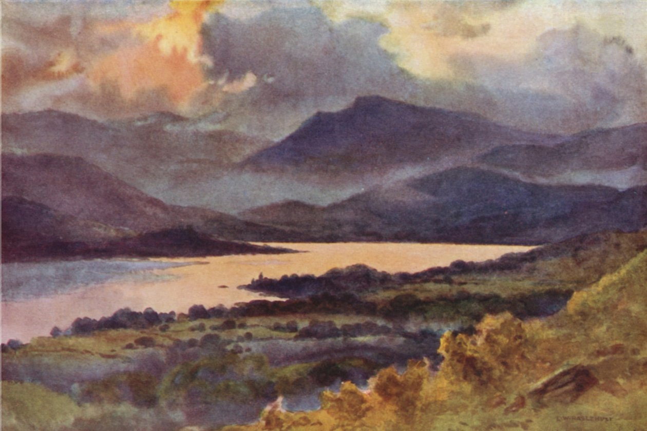 Windermere az Orrest Headtől (színes litó) alkotó: Ernest William Haslehust