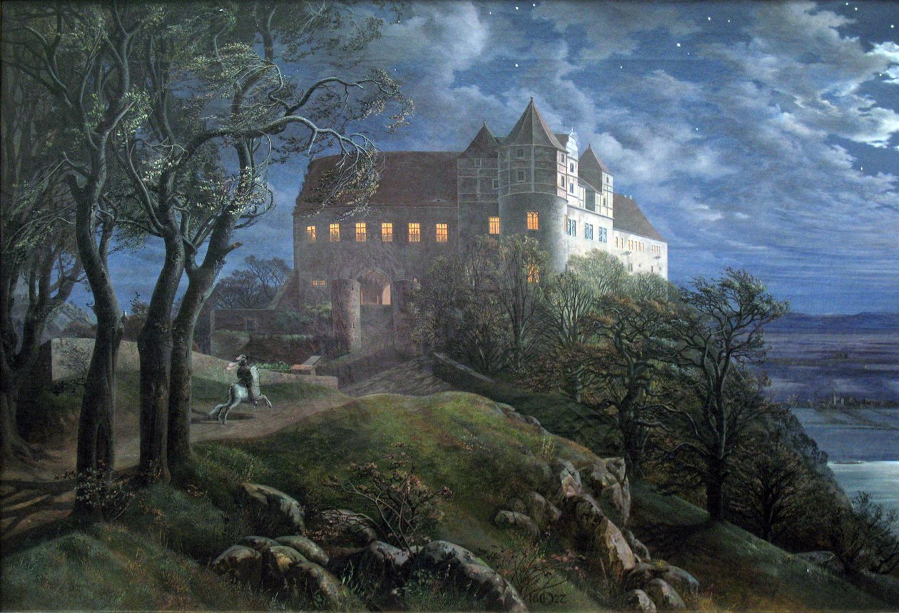 Scharfenberg kastély éjszaka alkotó: Ernst Ferdinand Oehme