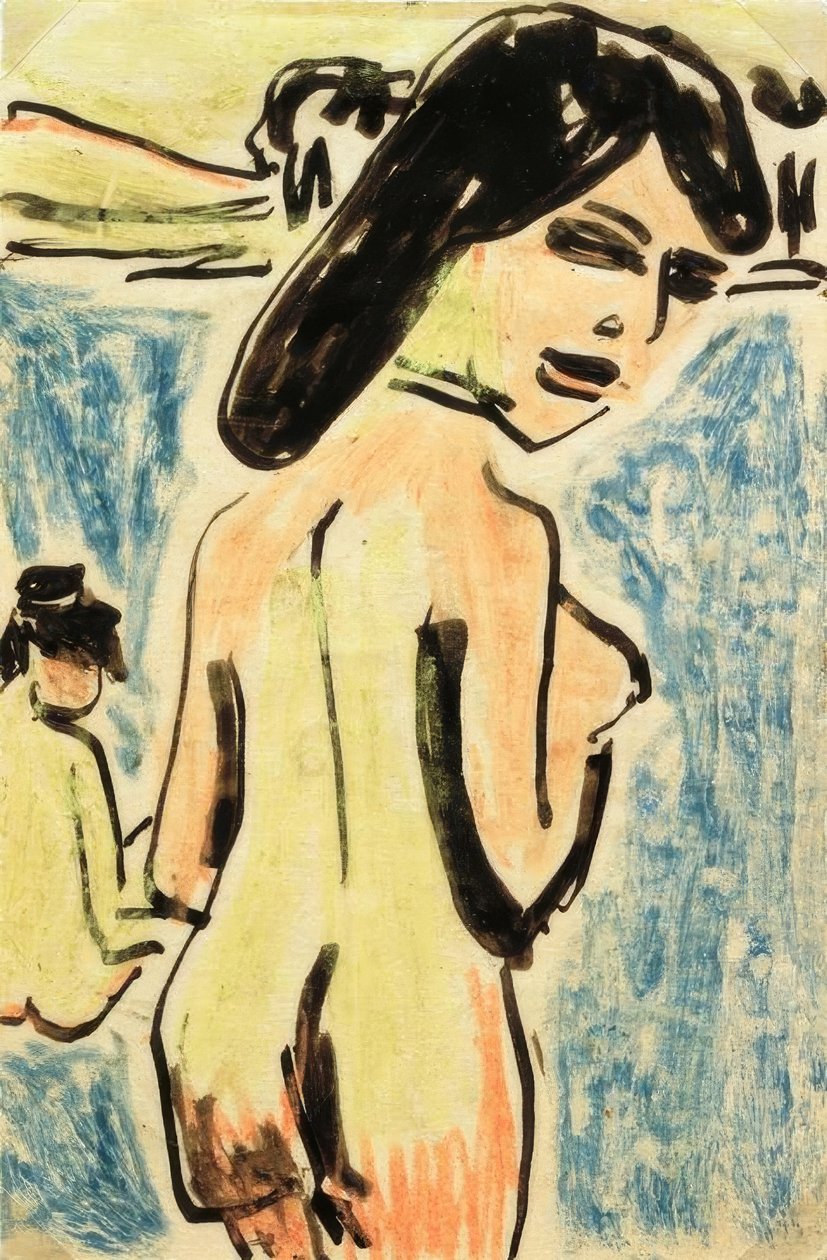 Fürdőzők a tónál alkotó: Ernst Ludwig Kirchner