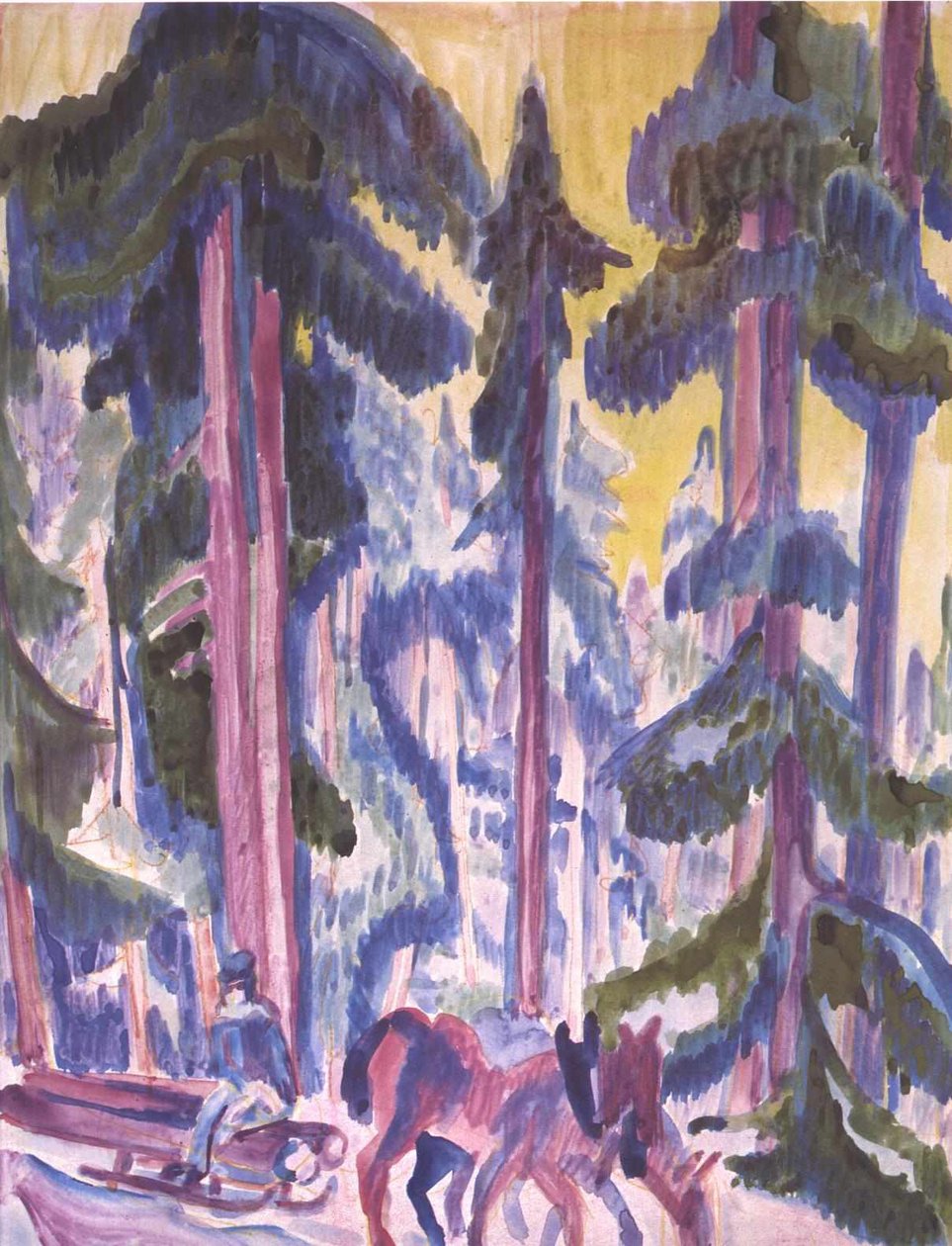 Fa kocsi az erdőben alkotó: Ernst Ludwig Kirchner