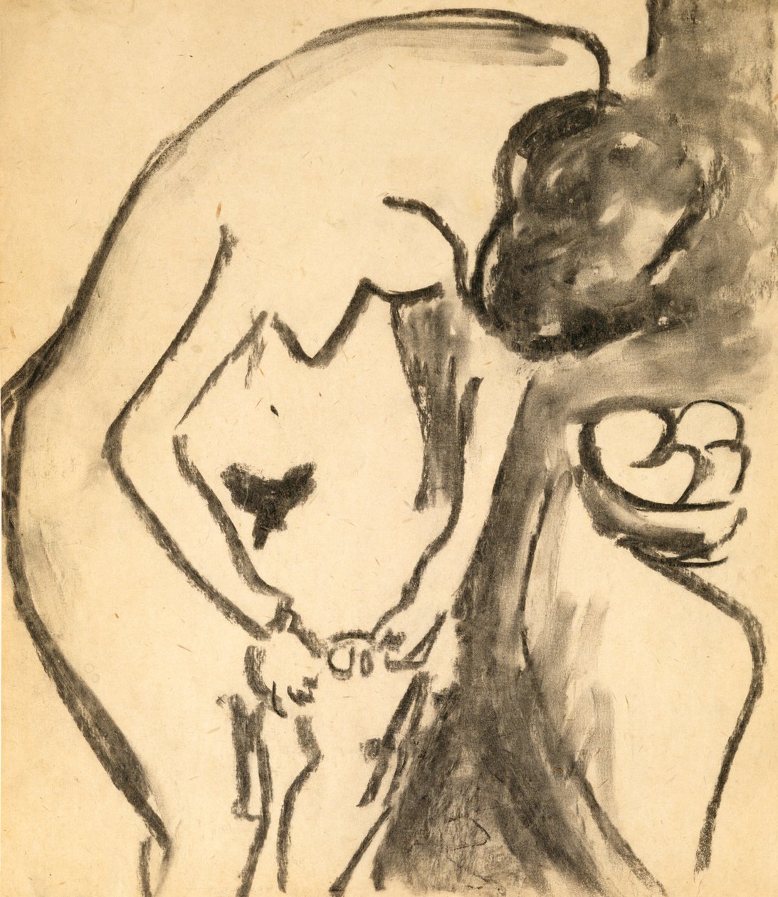 Akt, 1909 (szén és faszén mosás papíron) alkotó: Ernst Ludwig Kirchner
