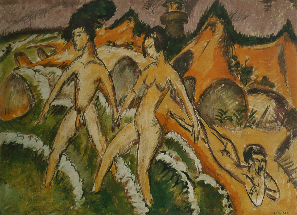 A tengerbe belépő emberek alkotó: Ernst Ludwig Kirchner