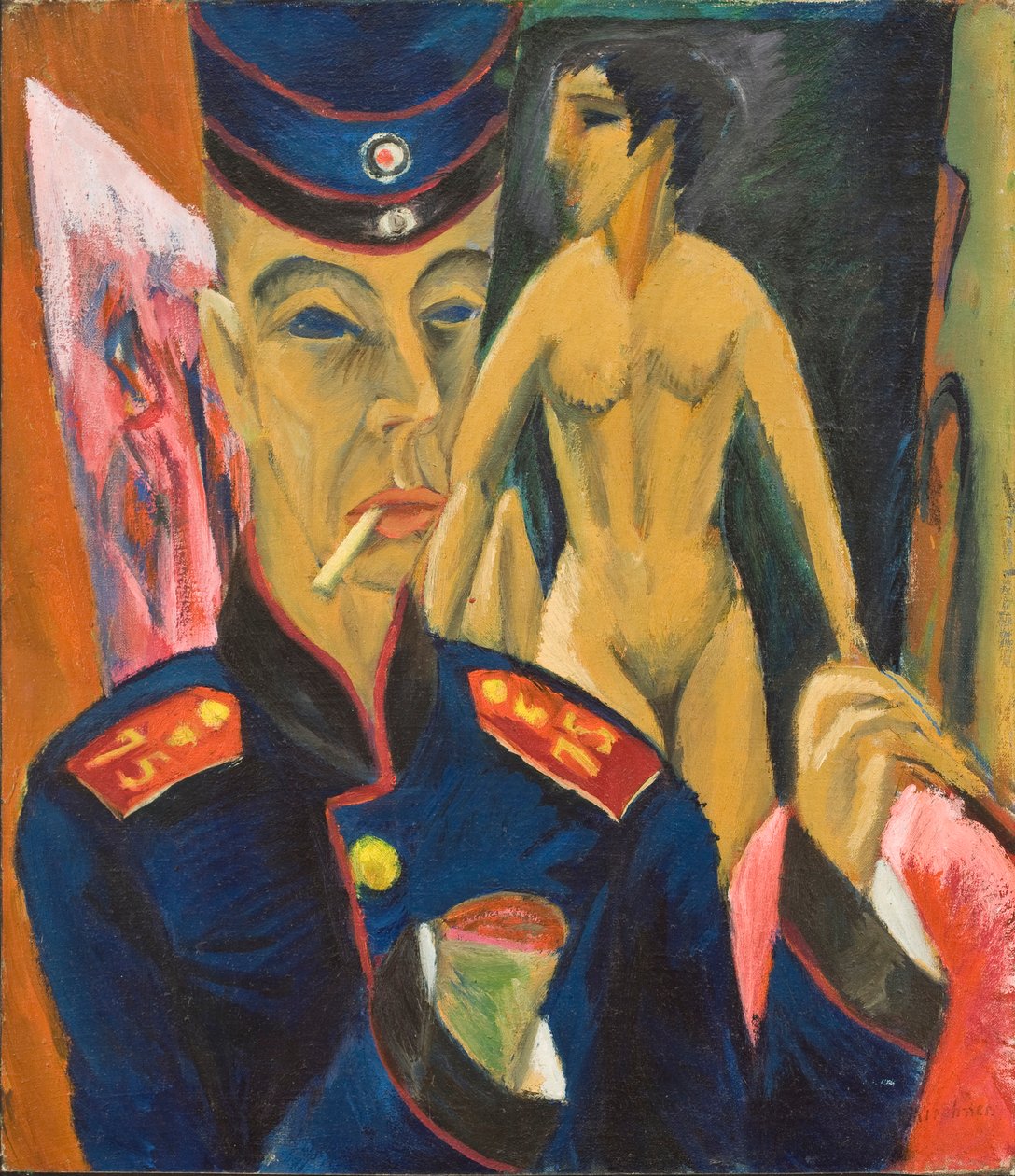 Katona önarcképe, 1915 alkotó: Ernst Ludwig Kirchner