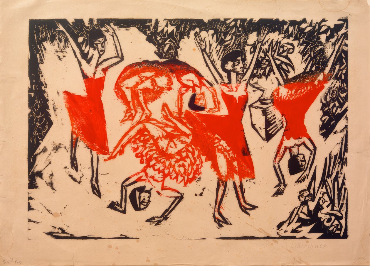 Felboruló akrobatikus táncosok alkotó: Ernst Ludwig Kirchner