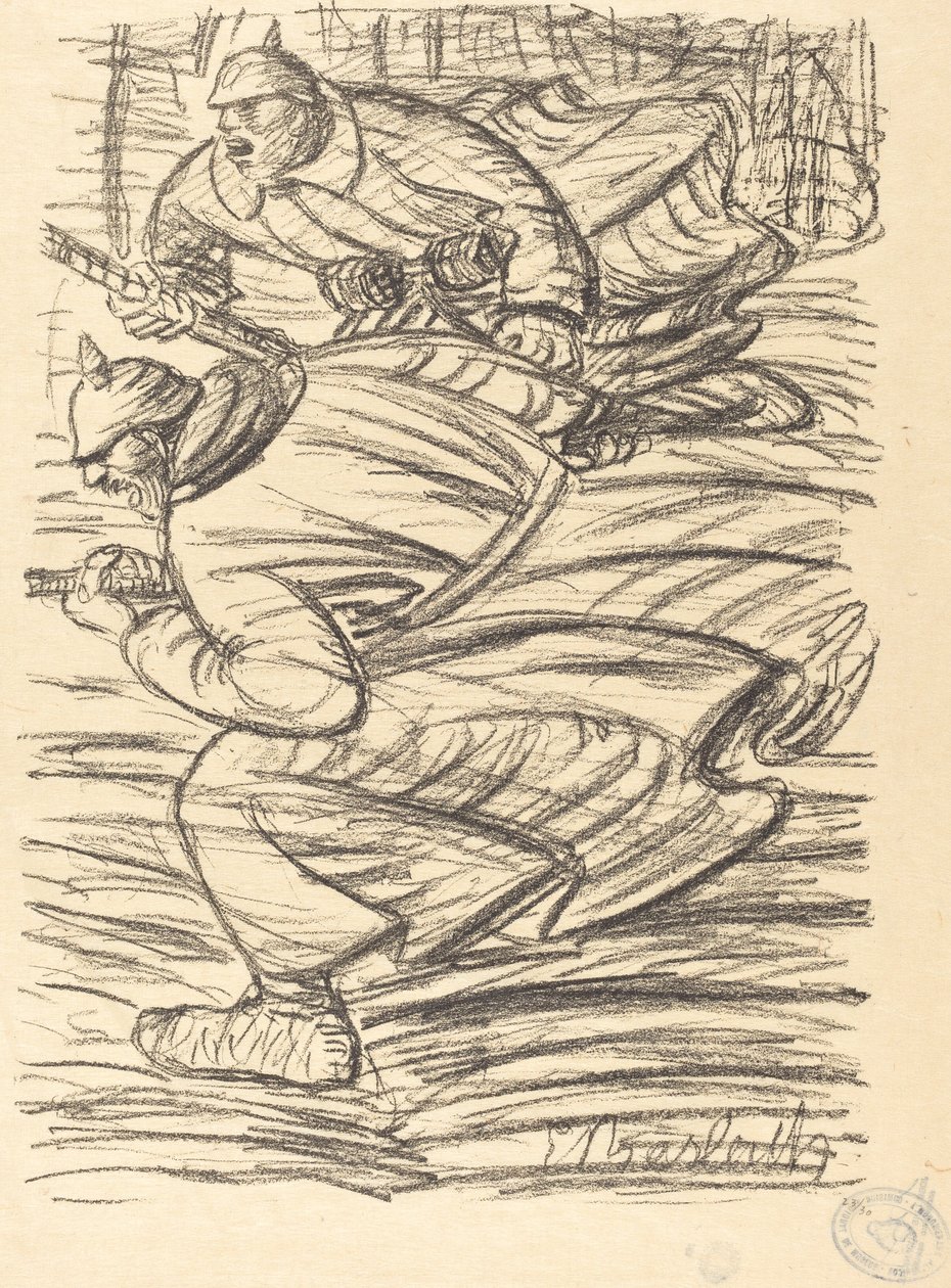 A támadás, 1915-ben jelent meg. alkotó: Ernst Barlach