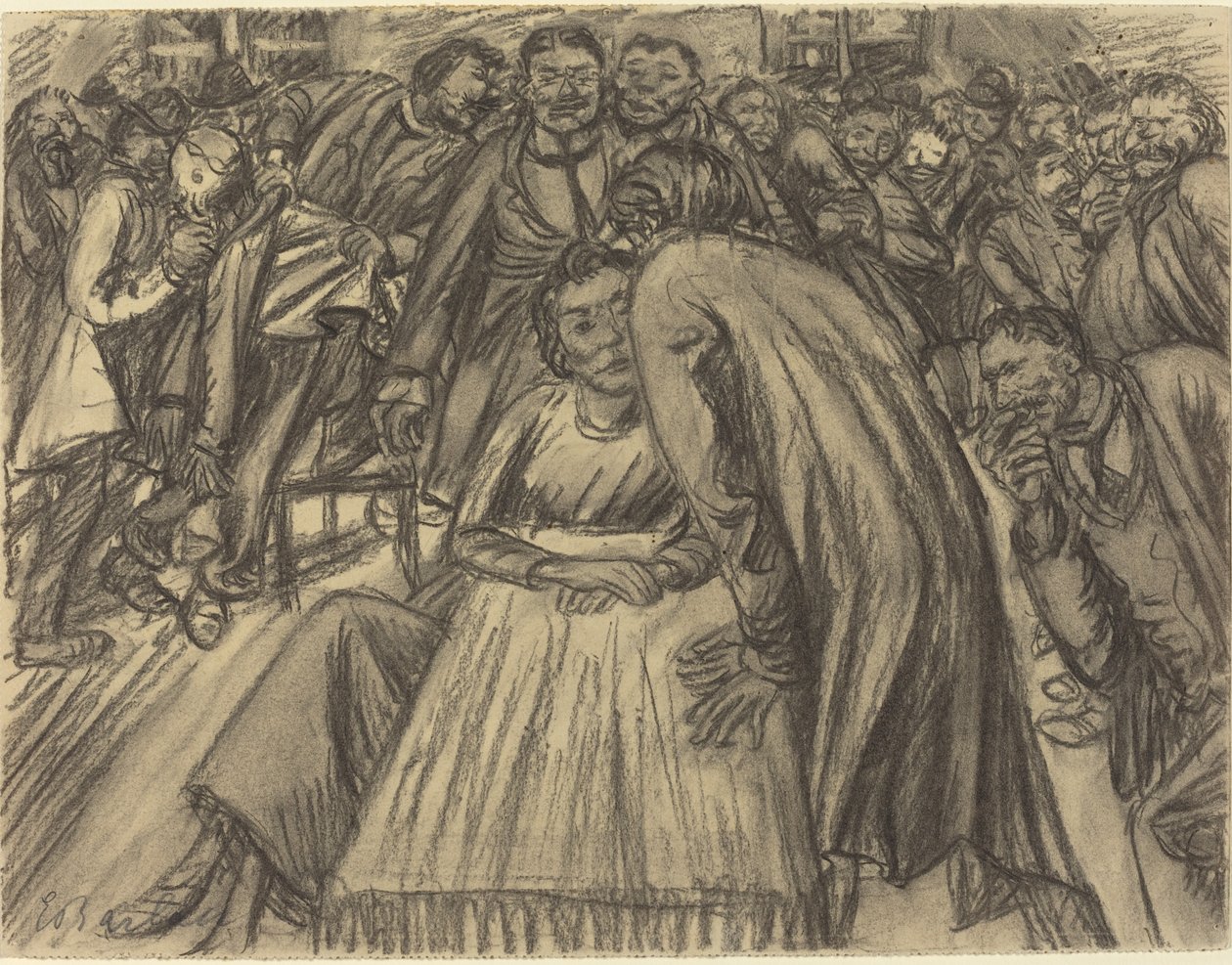 A pár a tömegben, 1917. alkotó: Ernst Barlach