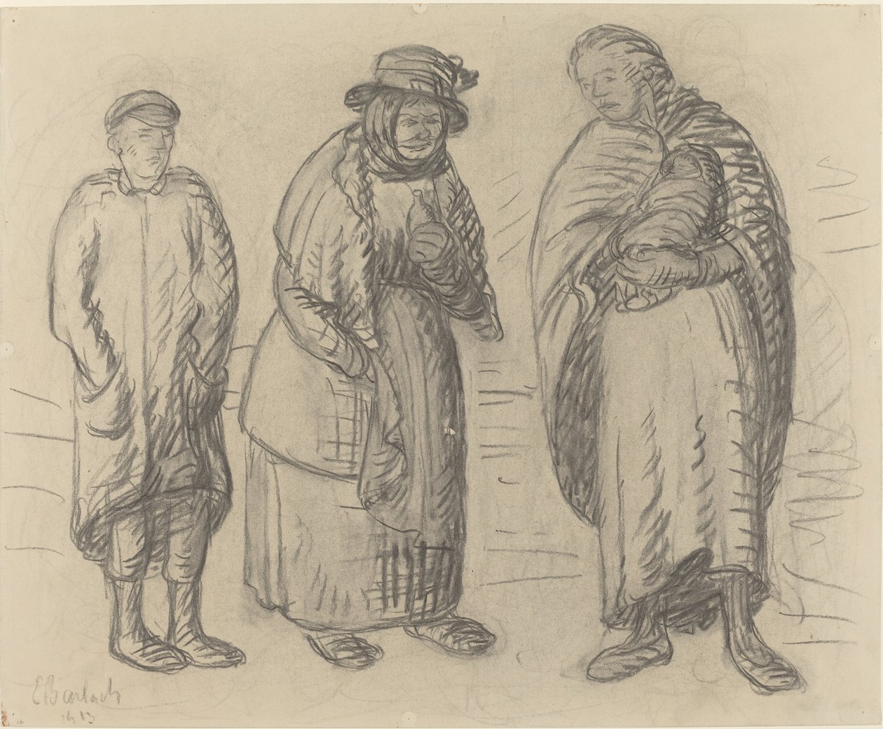 Három figura, 1913. alkotó: Ernst Barlach