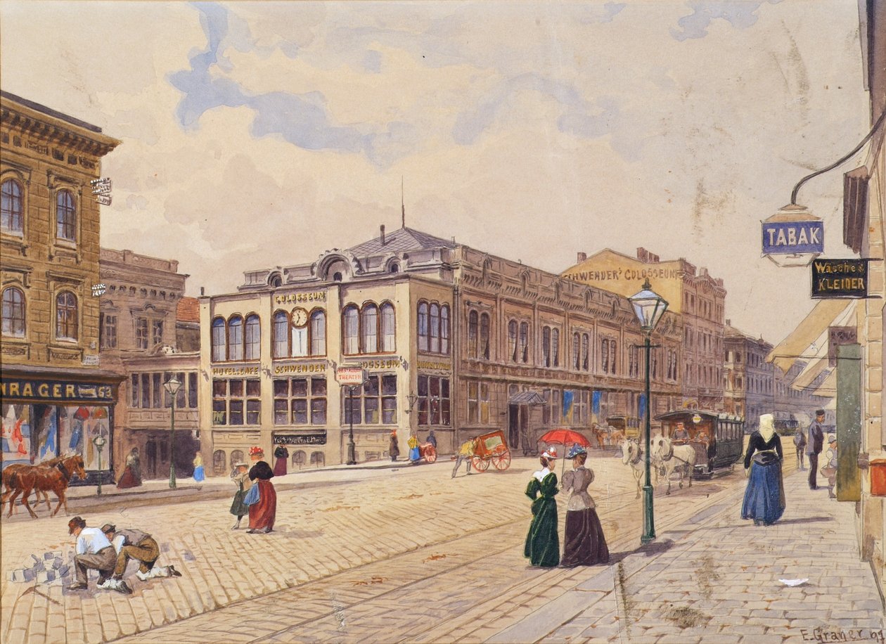 A bécsi Schwendergasse Schwender Colosseummal alkotó: Ernst Graner