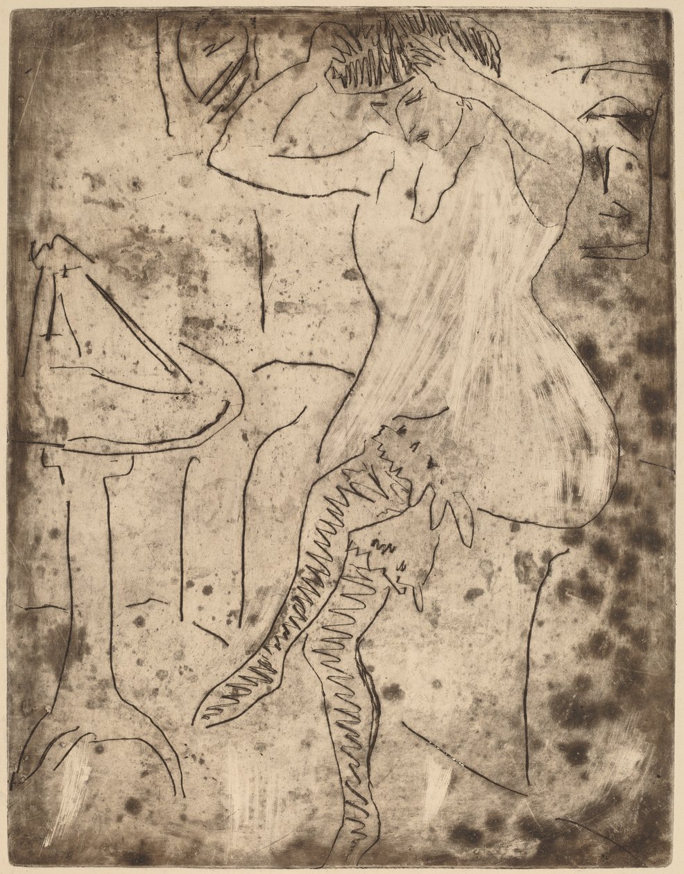 Dodo, rendezi a haját, 1909. alkotó: Ernst Ludwig Kirchner