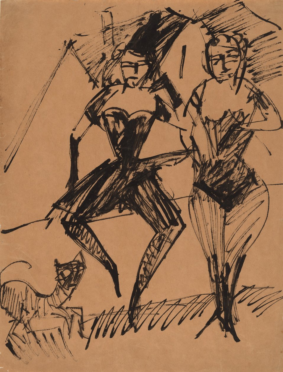 Két táncos egy macskával, 1913. alkotó: Ernst Ludwig Kirchner
