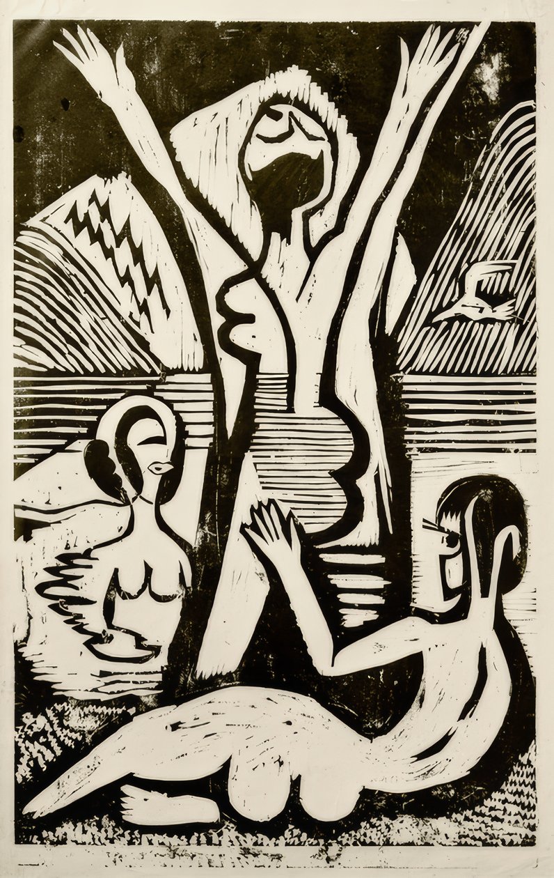 Fürdőzők a tónál alkotó: Ernst Ludwig Kirchner