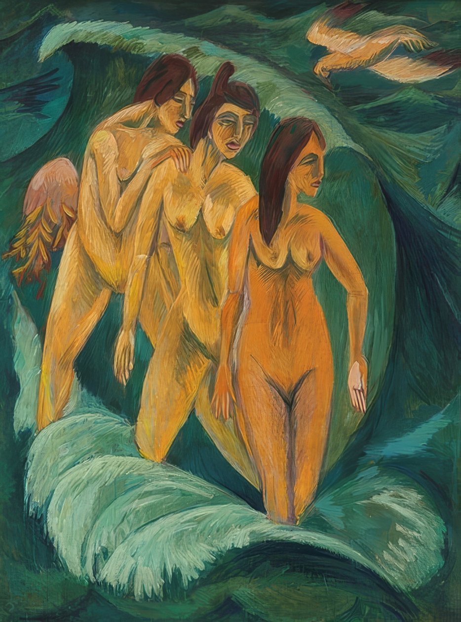 A három fürdőző. 1913 alkotó: Ernst Ludwig Kirchner
