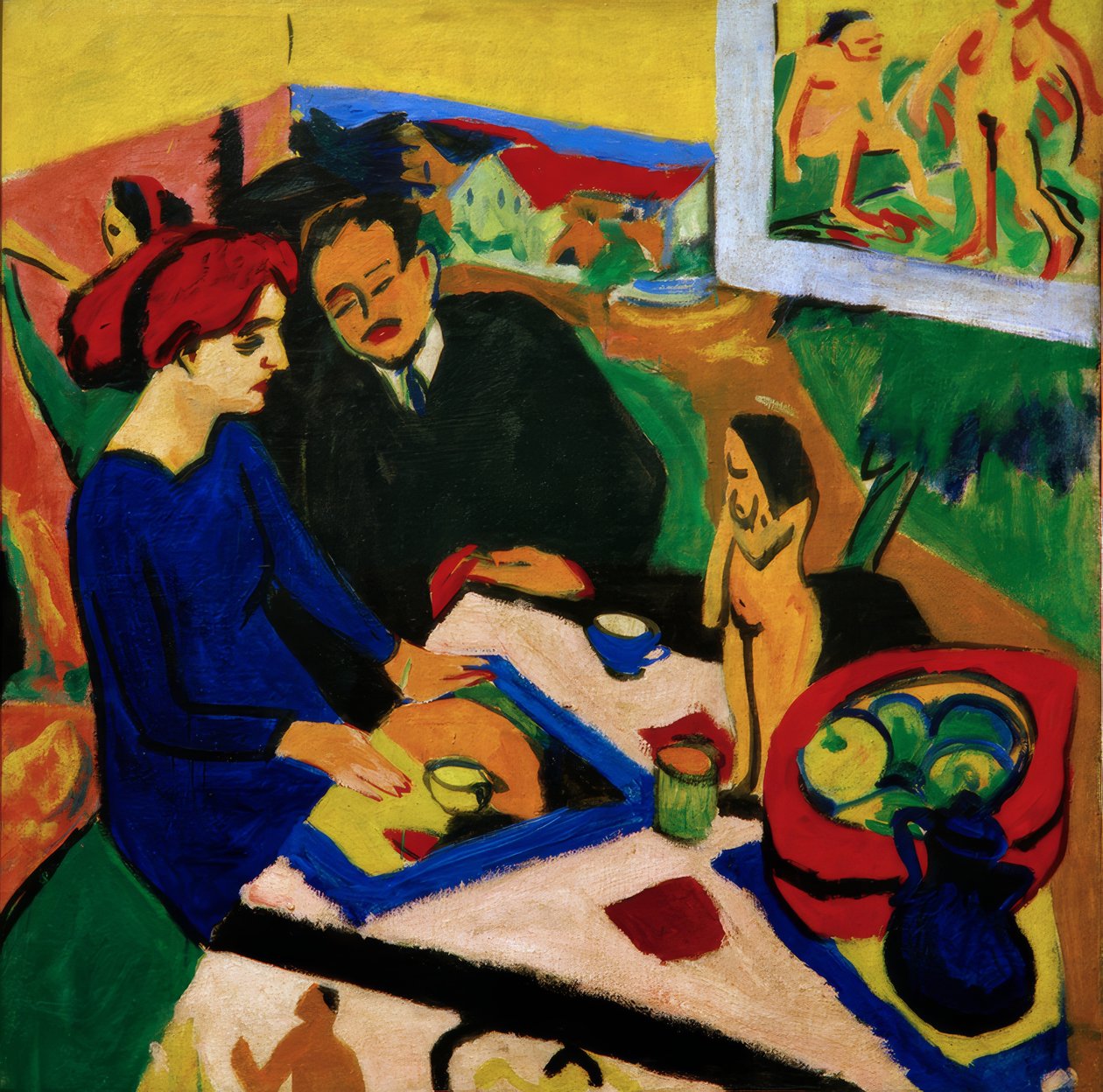 Doris és Heckel az asztalnál alkotó: Ernst Ludwig Kirchner