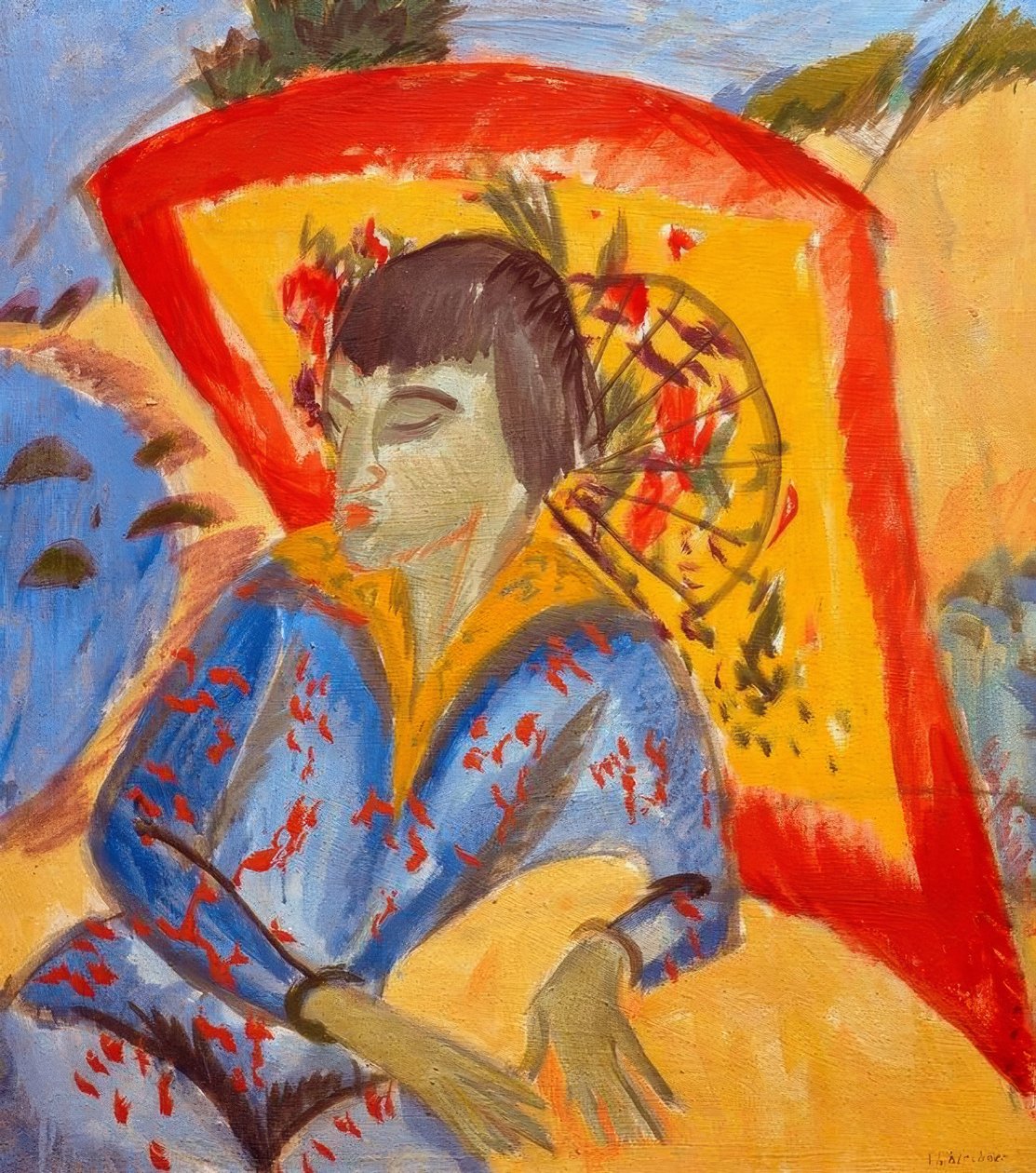 Erna japán esernyővel (japán) alkotó: Ernst Ludwig Kirchner