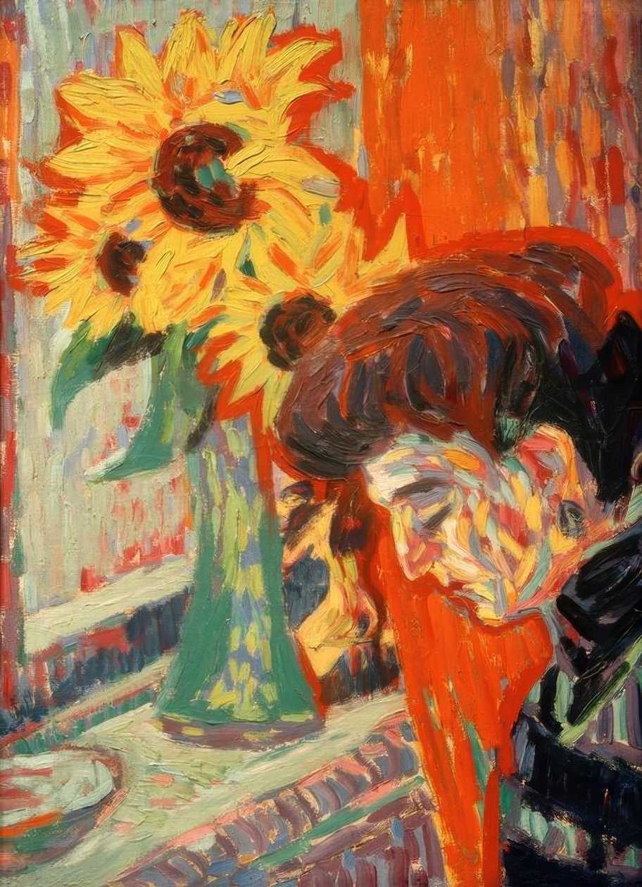 Női fej napraforgó előtt alkotó: Ernst Ludwig Kirchner